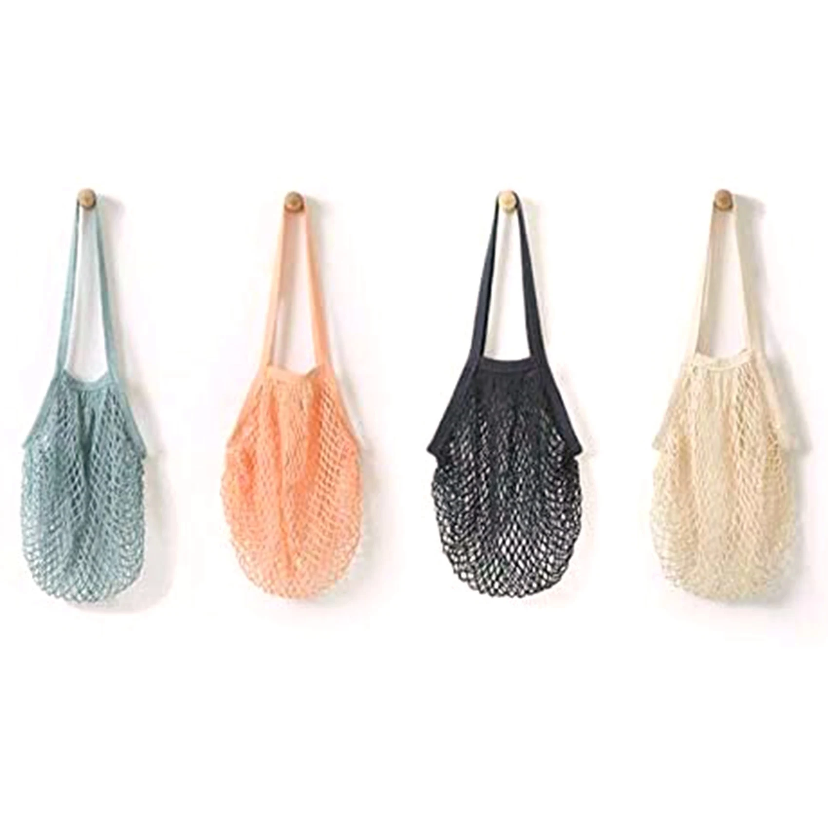 

Портативная многоразовая и моющаяся Сумка-тоут из 4 предметов, сумка для фруктов и овощей, сумка-тоут с длинной ручкой