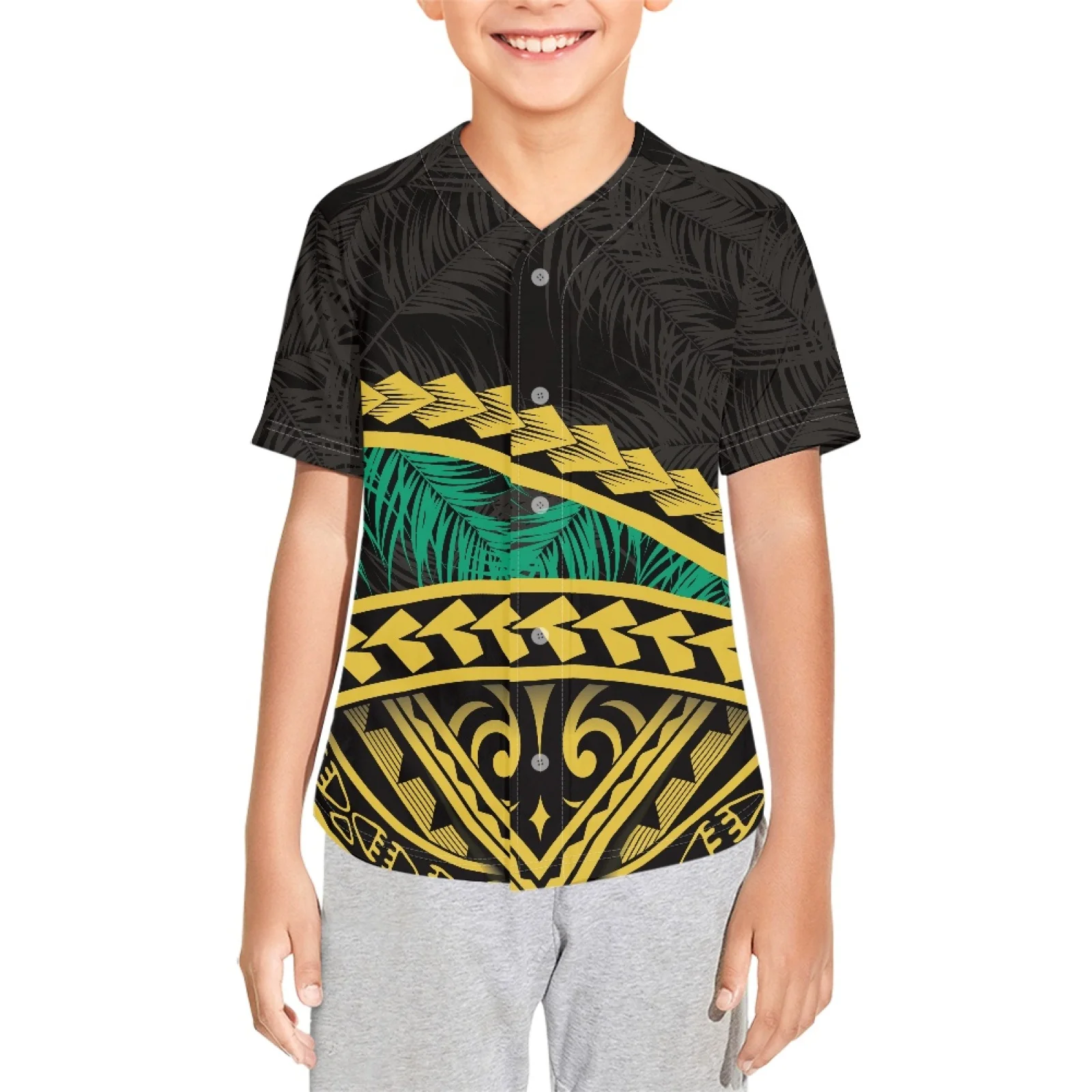 

Полинезийские племенные самоанские тотемные тату Самоа принты детские бейсбольные футболки хипстерские простые хип-хоп униформы Роскошная Одежда