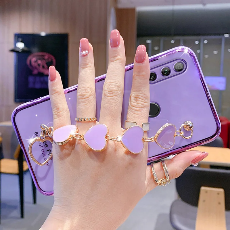 Luxury Heart Bracelet Holder Cases For Huawei P30Lite P20 P40 P50 Pro Lite Mate 20 20X 30 40 Y6P Y7P Y7A Y9S Y9Prime2019 Cover