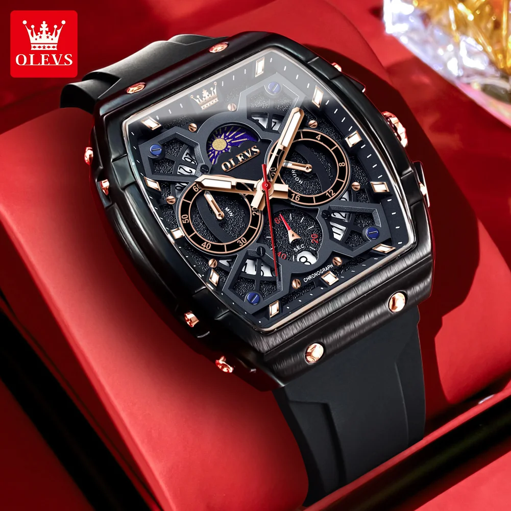 OLEVS Лидирующий бренд модные мужские кварцевые часы многофункциональные