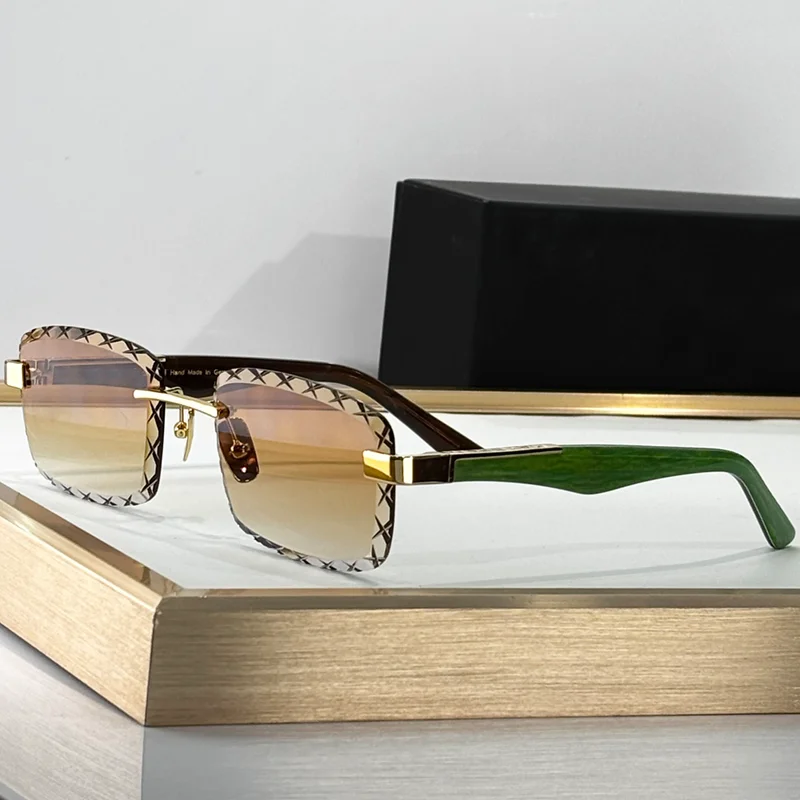 Фото Солнцезащитные очки KIZN ARTIST V Luxury Craft Gradient Brown Diamond Cut Boundless для мужчин, оригинальные, высочайшего качества, без оправы, из ацетата, солнцезащитные №1