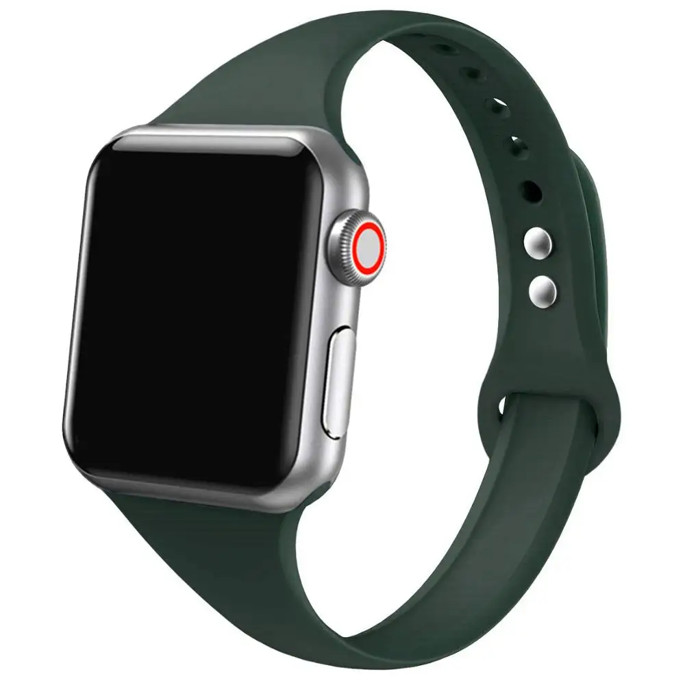 

Slim Strap for Apple watch band 44mm 41mm 40mm 42mm 45mm 49mm silicone correa bracelet iWatch series 9 7 8 SE ultra 2 3 4 5 6