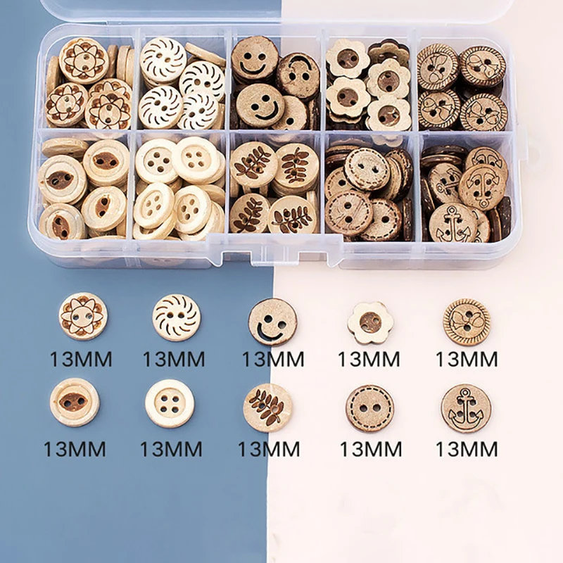 

100pcs Wooden Coconut Button Children's Clothes Shirt Button Accessories Natural Wood Color Cute Button Set