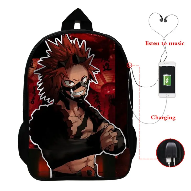 

Kirishima Eijiro Backpack My Hero Academia Daypack Cartoon Schoolbag Usb Charging Rucksack School Bag Anime Kirishima Eijiro Bag