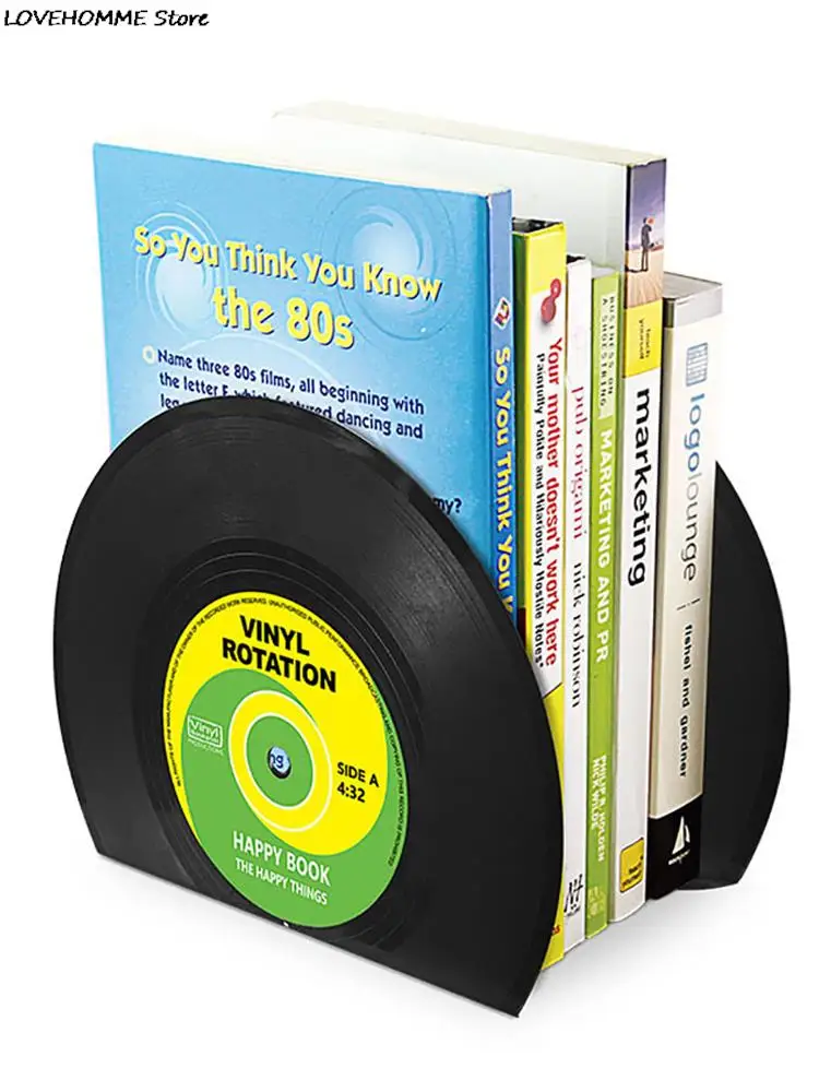 Creative ABS Vinyl CD Bookends Creative Record Bookstand Desktop Decoration Desktop School Office Accessories Material Dscolar