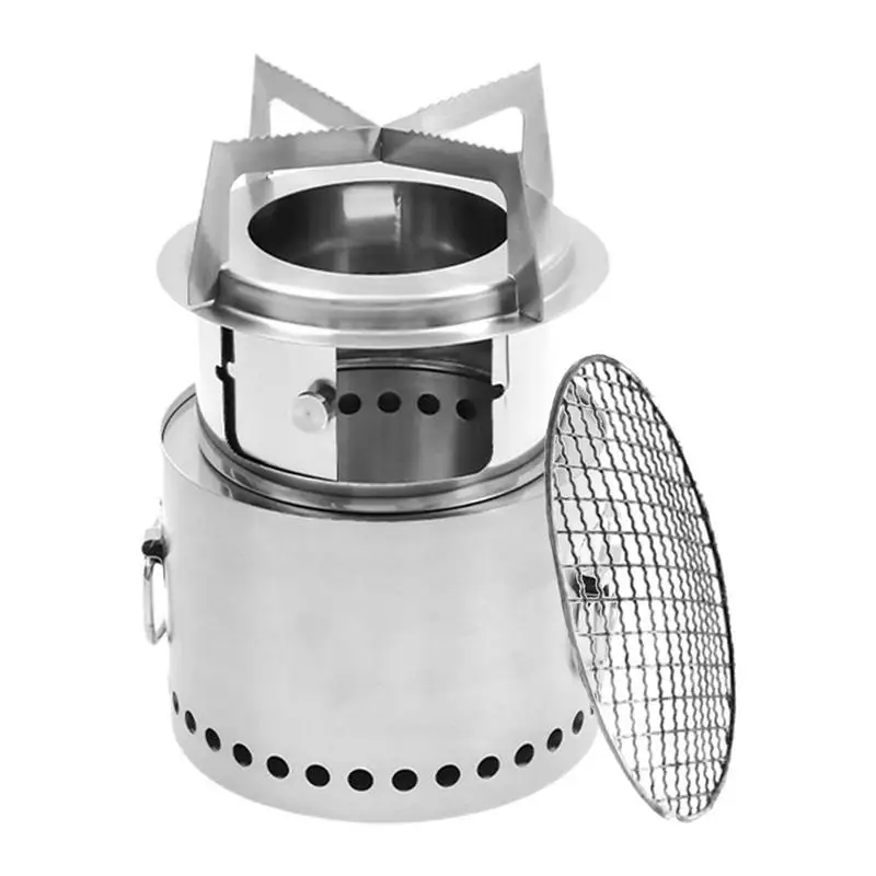 

Camping Wood Stove Firewoods Furnace Outdoor Stove Cooking Burner Lightweight Stainless Steel Picnic Wood Stove Camp Equipment