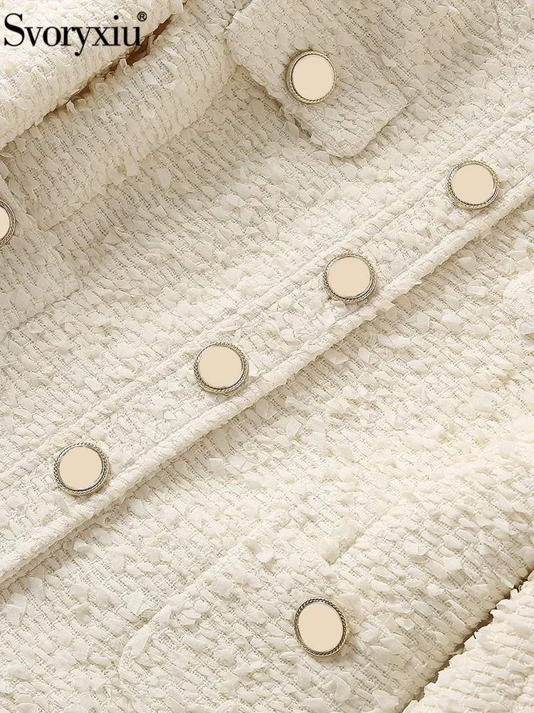 Svoryxiu модные подиумные осенне-зимние бежевые повседневные куртки женские тонкие