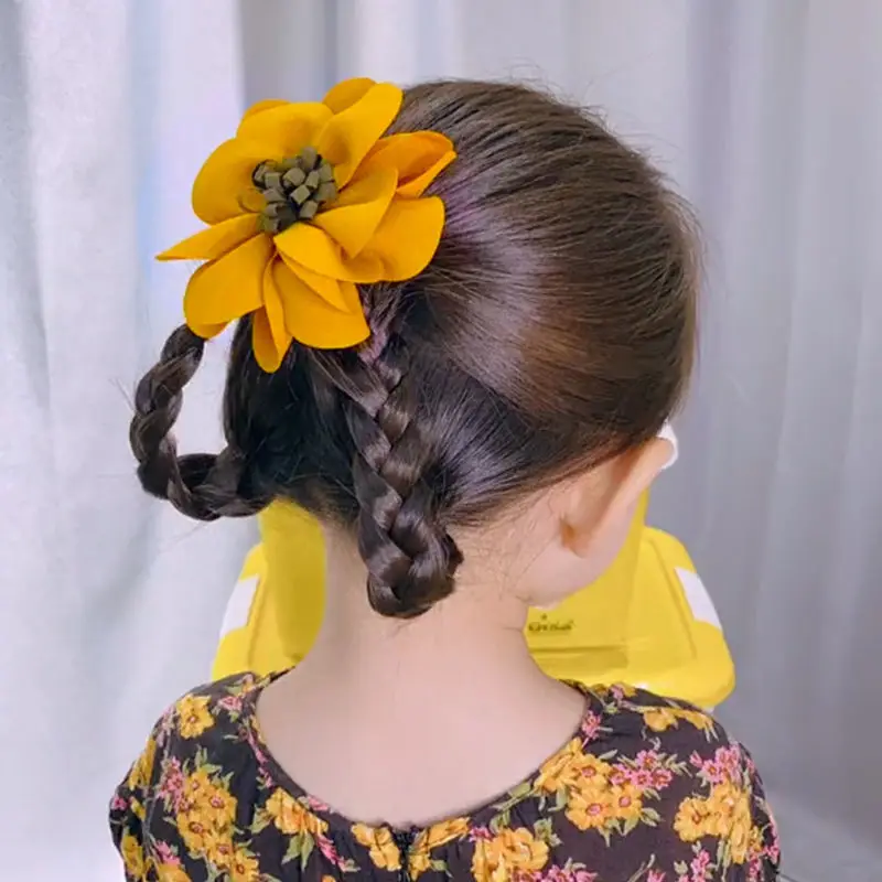 Корейский большой красный желтый розовый зажим для волос в виде цветка конского