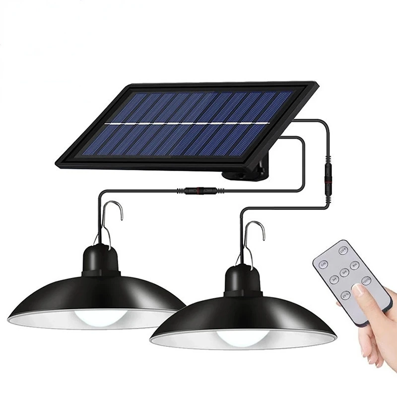 

Double Head Solar Pendant Light Outdoor Indoor Solar Lamp with Line Warm White/White Lighting for Camping Garden Yard
