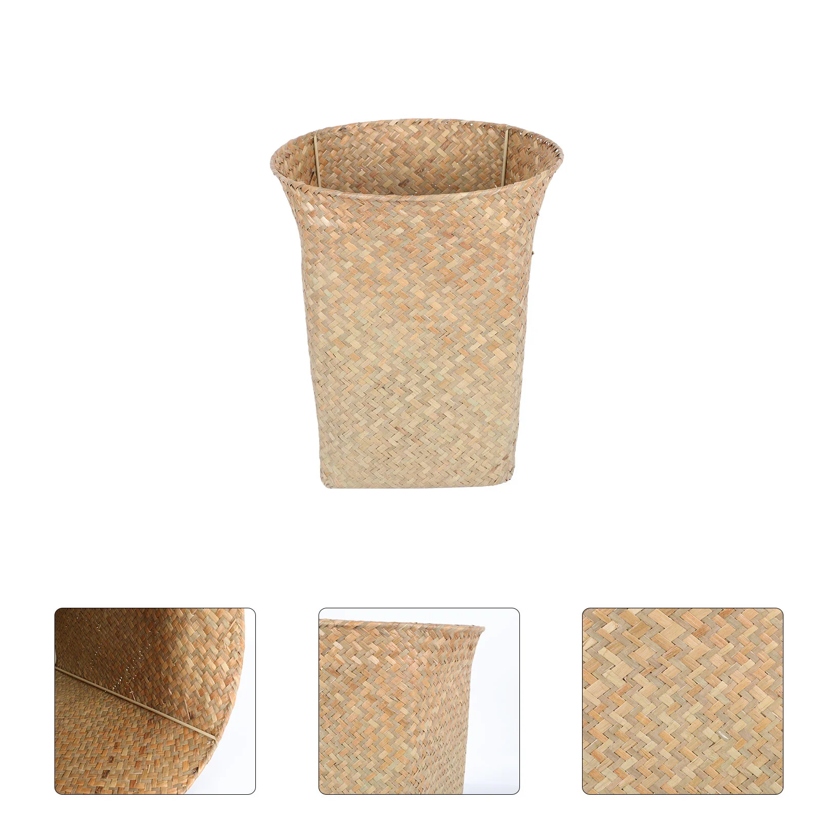 

Basket Trash Can Waste Storage Woven Bin Wicker Rattan Garbage Rubbish Paper Container Straw Wastebasket Baskets Seagrass Home