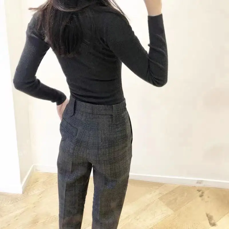 

Women Slim Fit V-Neck Buttons Long Sleeve Bottoming Knitted Playsuits