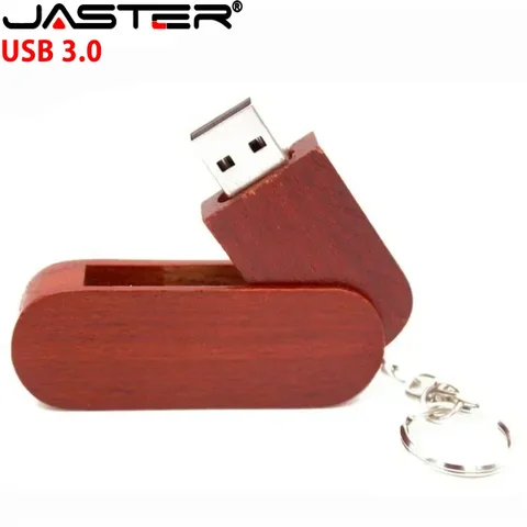 Деревянные вращающиеся флэш-накопители USB 3.0, 128 ГБ, бесплатный индивидуальный логотип, 64 ГБ, 32 ГБ с брелоком, бизнес-подарок, U-диск