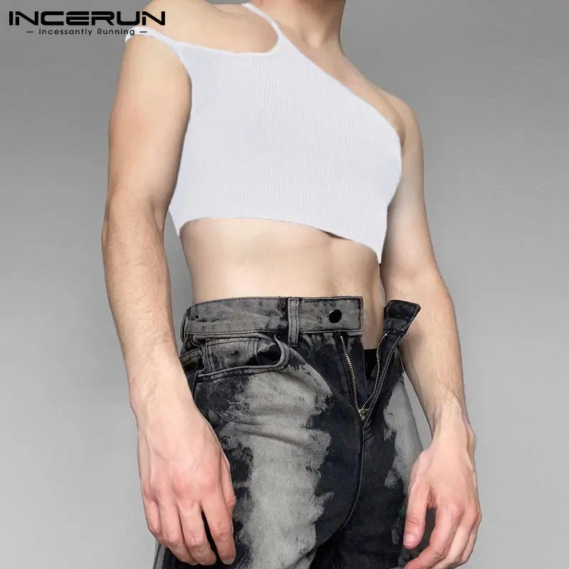 

INCERUN Tops 2022 New Men Fashion Waistcoat Bare-midriff Solid Comfortable Stylish Male Hot Sale Skinny Stretch Tank Tops S-5XL