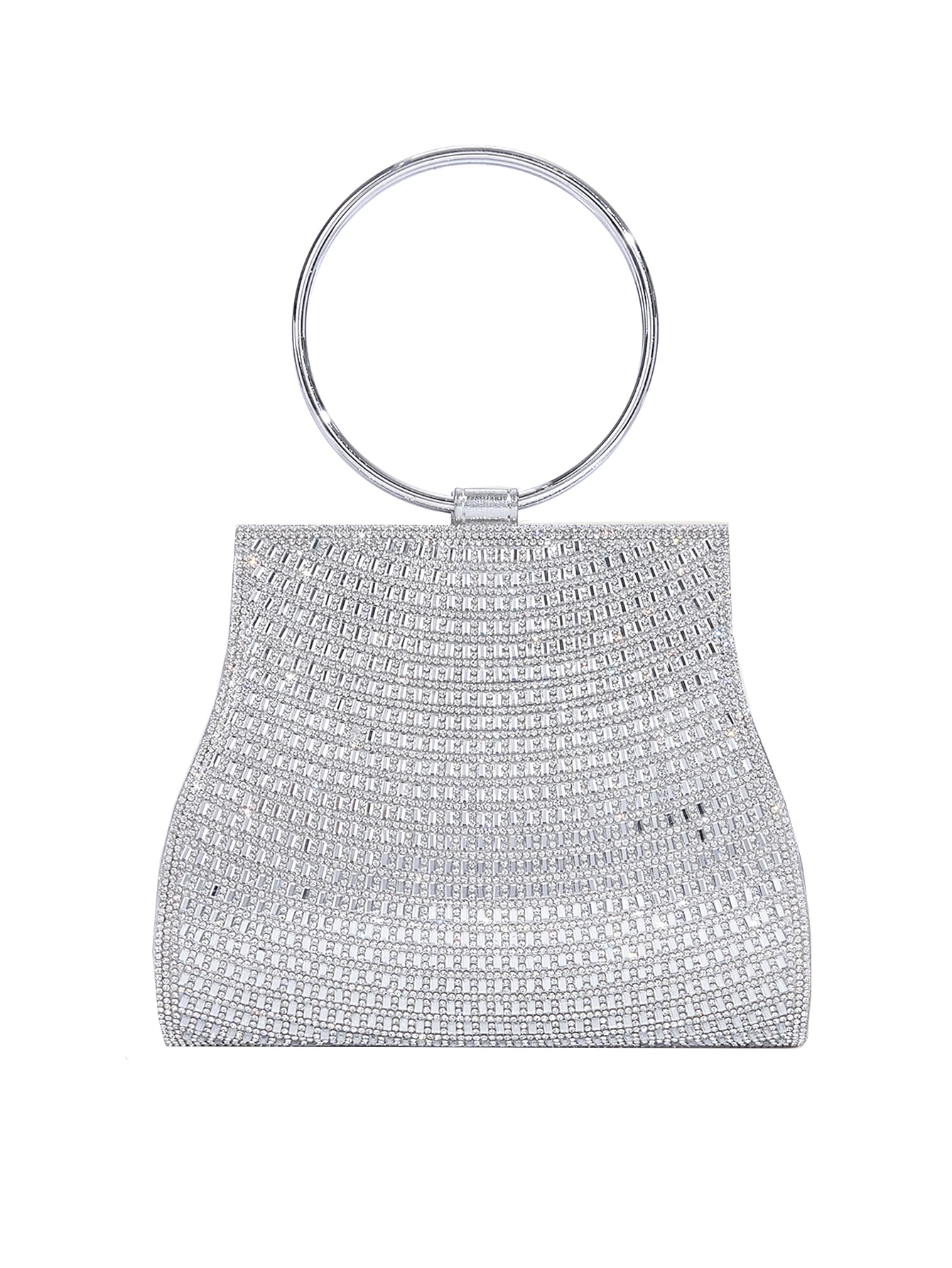 Женская банкетная сумка со стразами модная металлическая круглая с магнитной