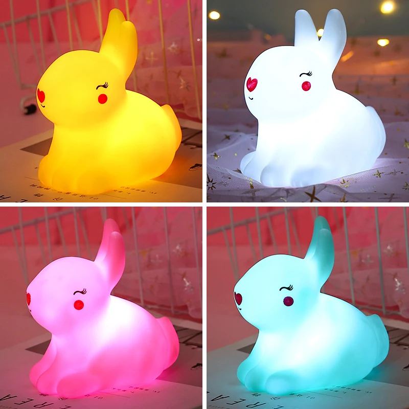 

Cartoon Rabbit Toy for Kid LED Night Light Toy for Children Nightlight Lamp Toys Cute Bunny Shaped Lighting toys Baby Room Decor