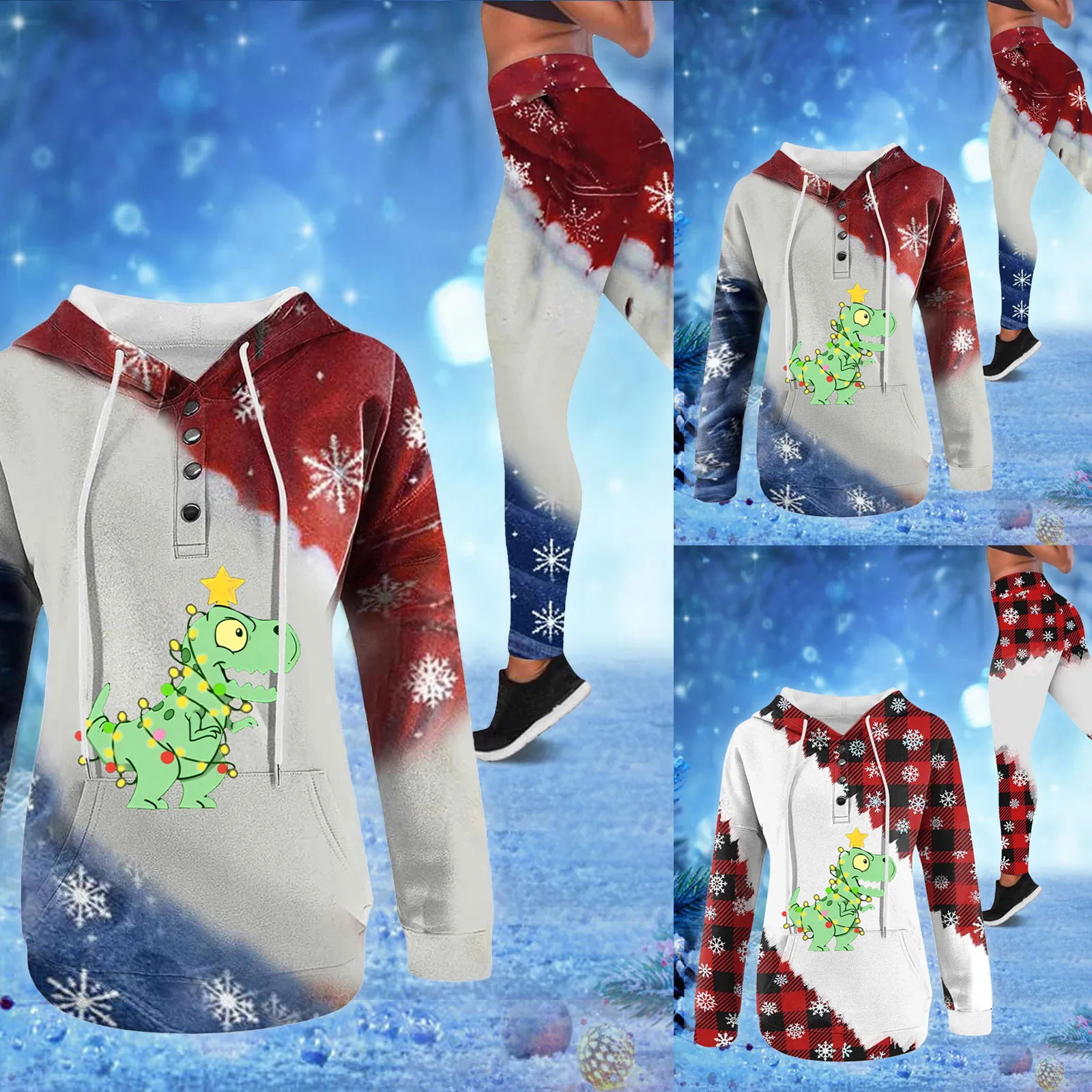 

Женский Повседневный брючный костюм, Рождественский Снеговик, атласная Толстовка на подкладке для женщин, толстовка с капюшоном и длинным ...