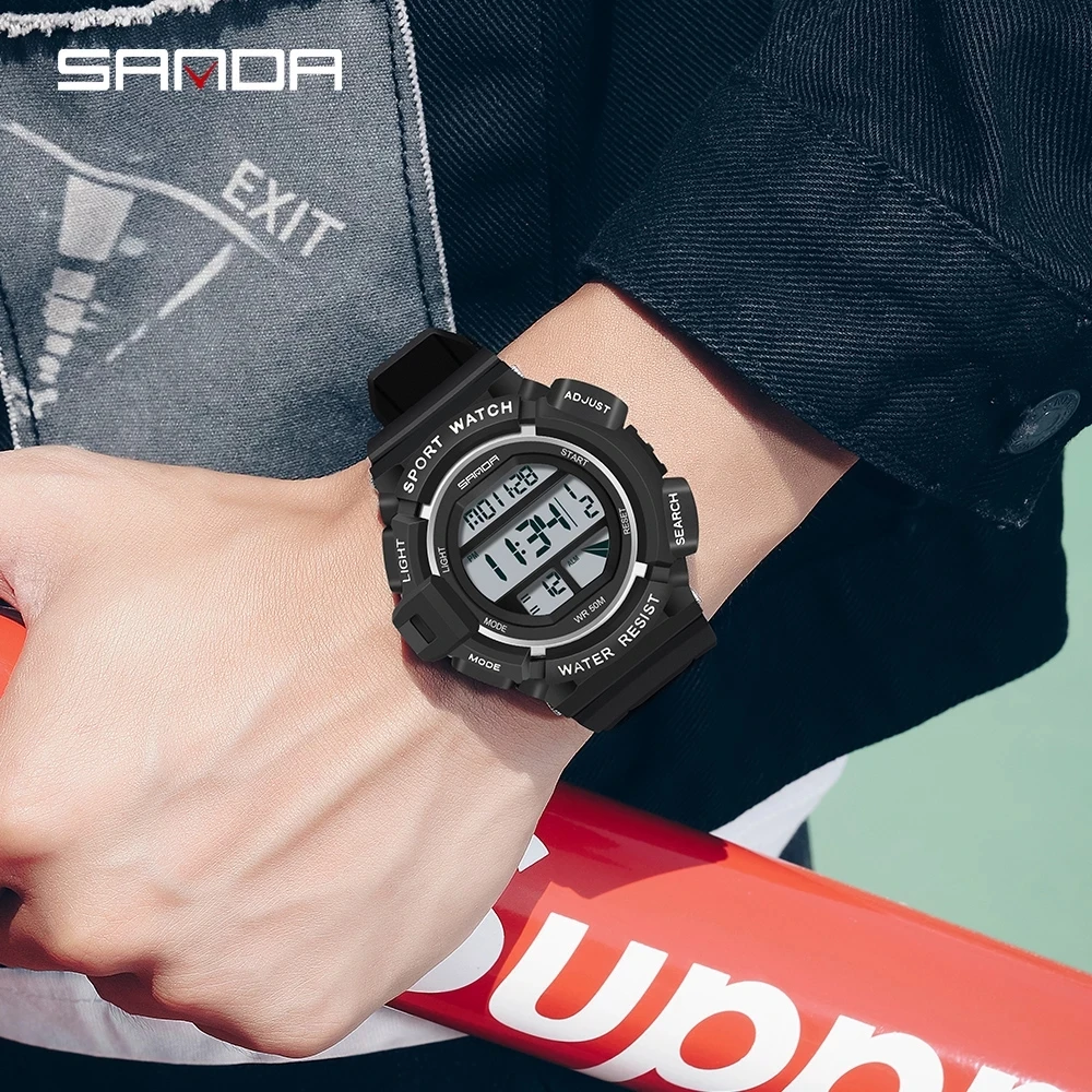 

SANDA Fashion Simple Sport Watches Men Military Digital Watch Alarm Clock Shock Resistant Waterproof Relogio Masculino 2106