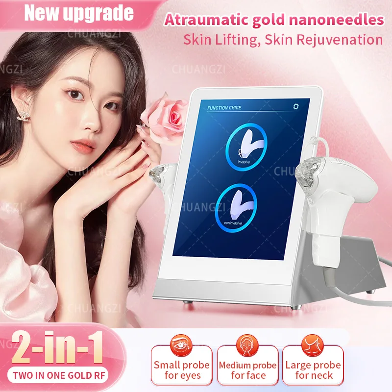 

RF Radio Frequency Microneedle Machine with Atraumatic Gold Nanoneedles RF Fractional Skin Tightening Acne Scars Stretch Marks