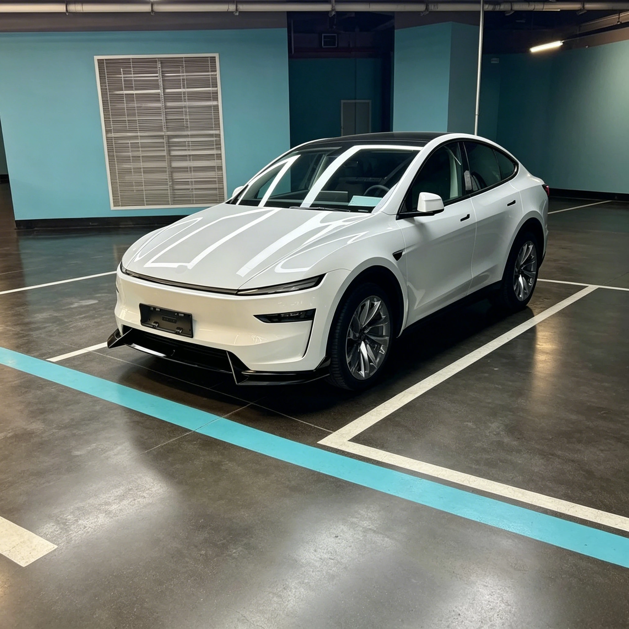 Передний сплиттер-спойлер (накладка) на бампер для Tesla Model Y Juniper 2025+ в стиле AD, без сверления, с канардами, аксессуары для тюнинга кузова (art.: 3920da83feb95) - 3920da83feb95