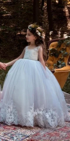 Пышное детское платье принцессы с цветочным рисунком для девочек, свадебные платья, платья из Мягкого Тюля с бантом и V-образным вырезом сзади, индивидуальный пошив