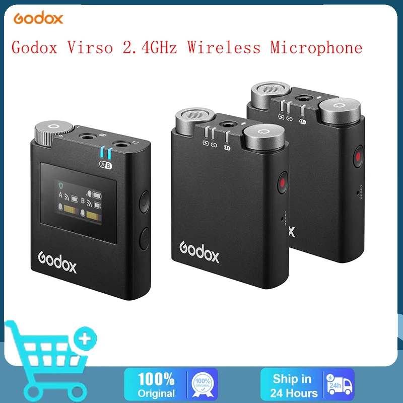 

Godox Virso M1 M2 2.4GHz Wireless Lavalier Omnidirectional Microphone Transmitter Receiver for Phone DSLR Camera Smartphon