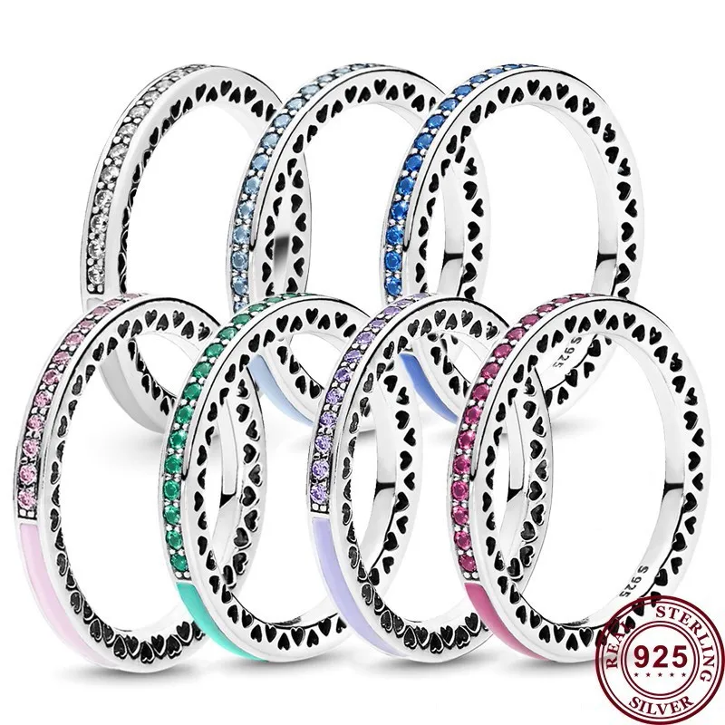 

Hot 925 Silver Exquisite Multicolor Enamel Glue Dripping Female Pan Ring Wedding Gift High Quality Fashion Charm Jewelry