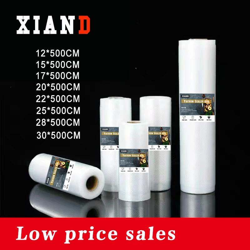 Пакеты для вакуумного упаковщика пищевых продуктов без бисфенола, 12 + 15 + 17 + 20 + 22 + 25 + 28 + 30 + 32 см * 500 см, рулоны/лот