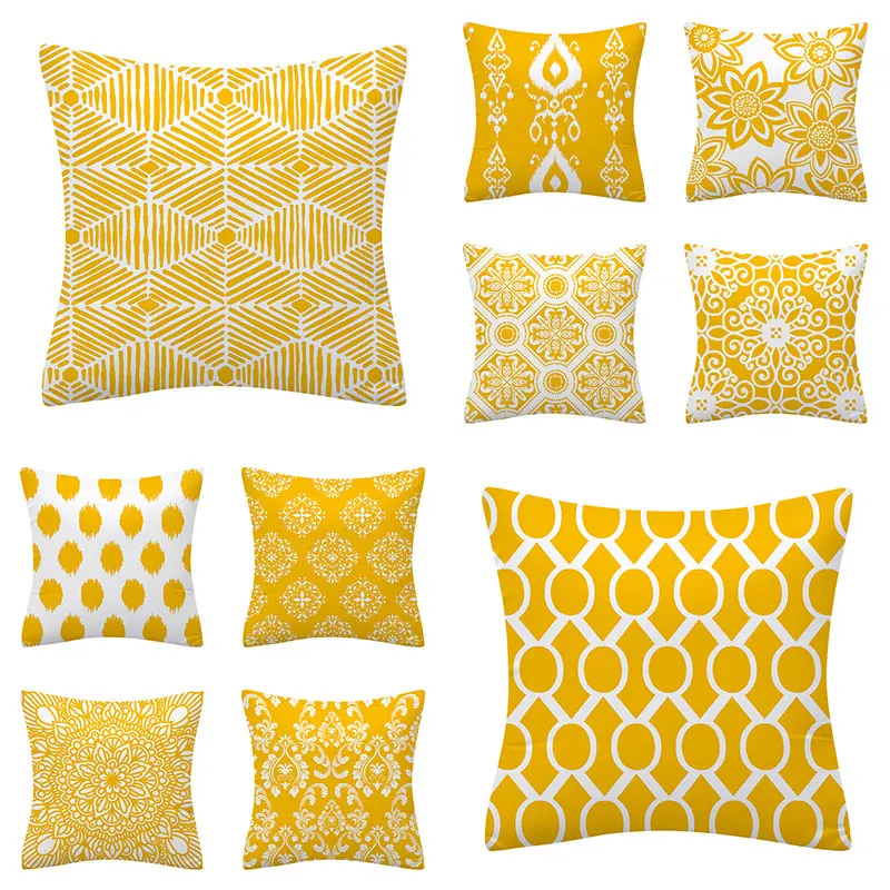 

Yellow Geometry Cushion Cover 45x45cm Modern Simplicity Pillow Case Bedroom Living Room Decorative Pillowcase 2022 Home Decor
