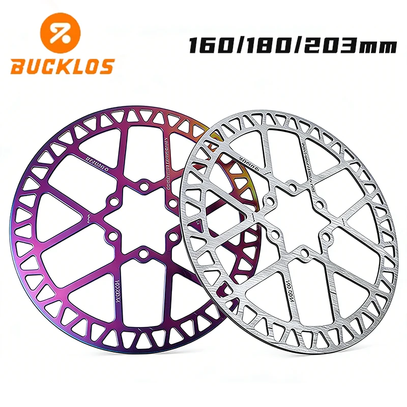 Фото Тормозной диск BUCKLOS 160 мм для MTB, 140/180/203 мм, цветной/серебристый, гидравлический, для велосипедов, запчасти для велоспорта №1