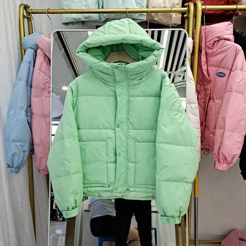 2023 Winter New Women's Cotton Jacket Loose Solid Color Sweet Beauty Office Ladies Jacket Hooded Warm Pocket Elegant Jacket