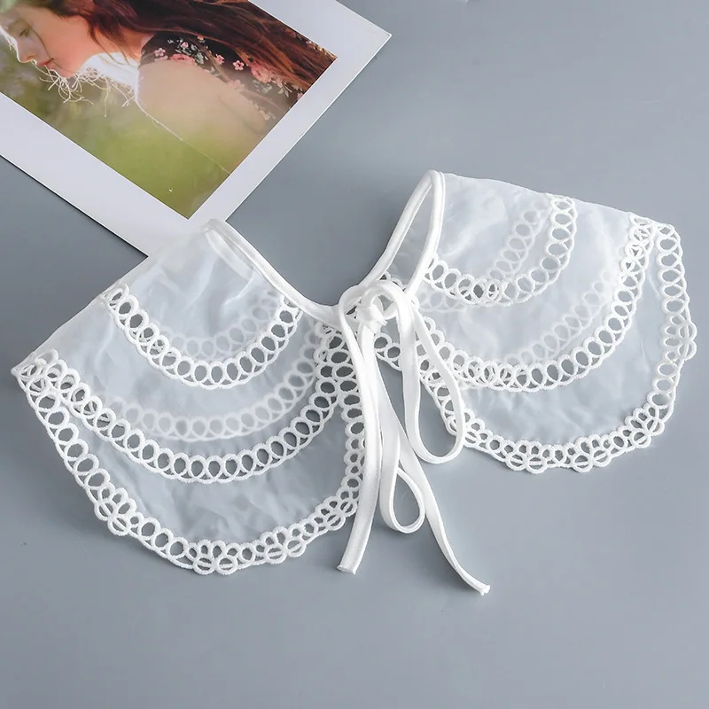 

Korean Sweet Dress Fake Collars for Women Hollow Out Shirt Blouse Tops Detachable Collar Female Removable False Collar