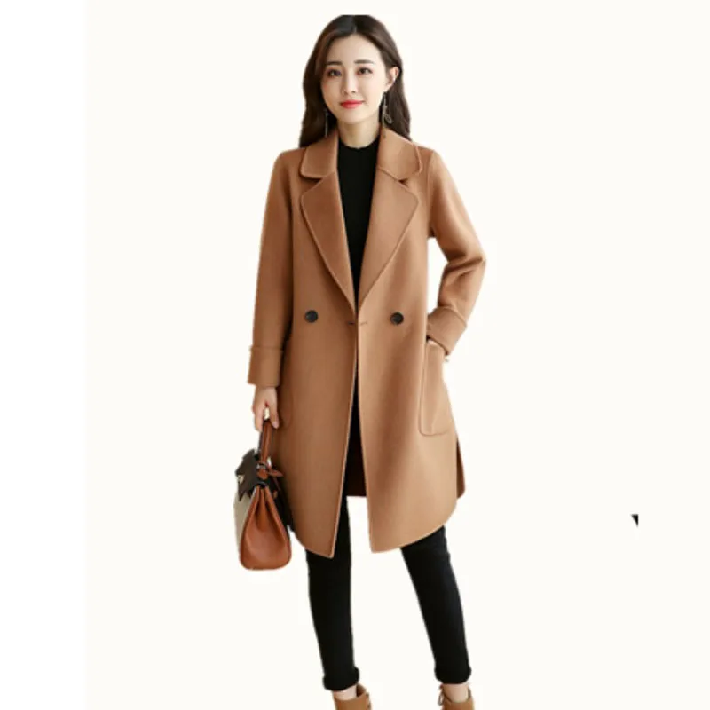 

Женское шерстяное пальто на осень и зиму, свободное плотное теплое пальто из хлопка, Новое Элегантное универсальное уличное пальто F139