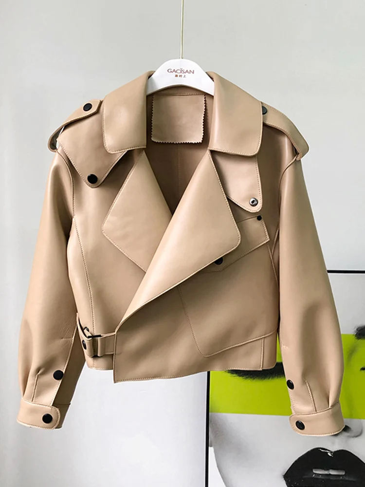 

Spring Autumn New Fashion Faux Soft Leather Jacket Women Loose PU Leather Short Coat One Button Locomotive Chic Outwear