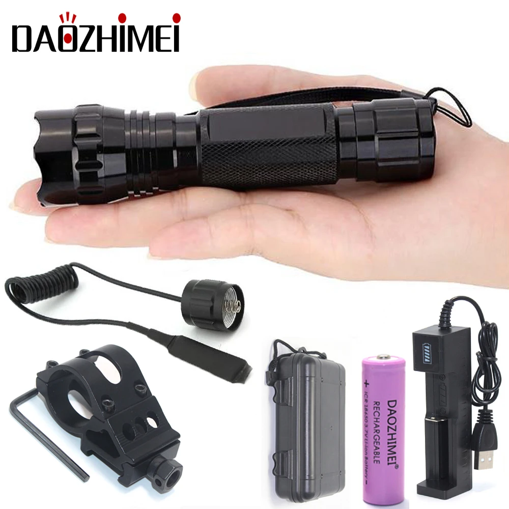 

XM-L T6 LED Tactical Flashlight 5000 lumens L2 Hunting Spotlight camp Torch +Tactical mount+Remote switch+Battery+Charger+box