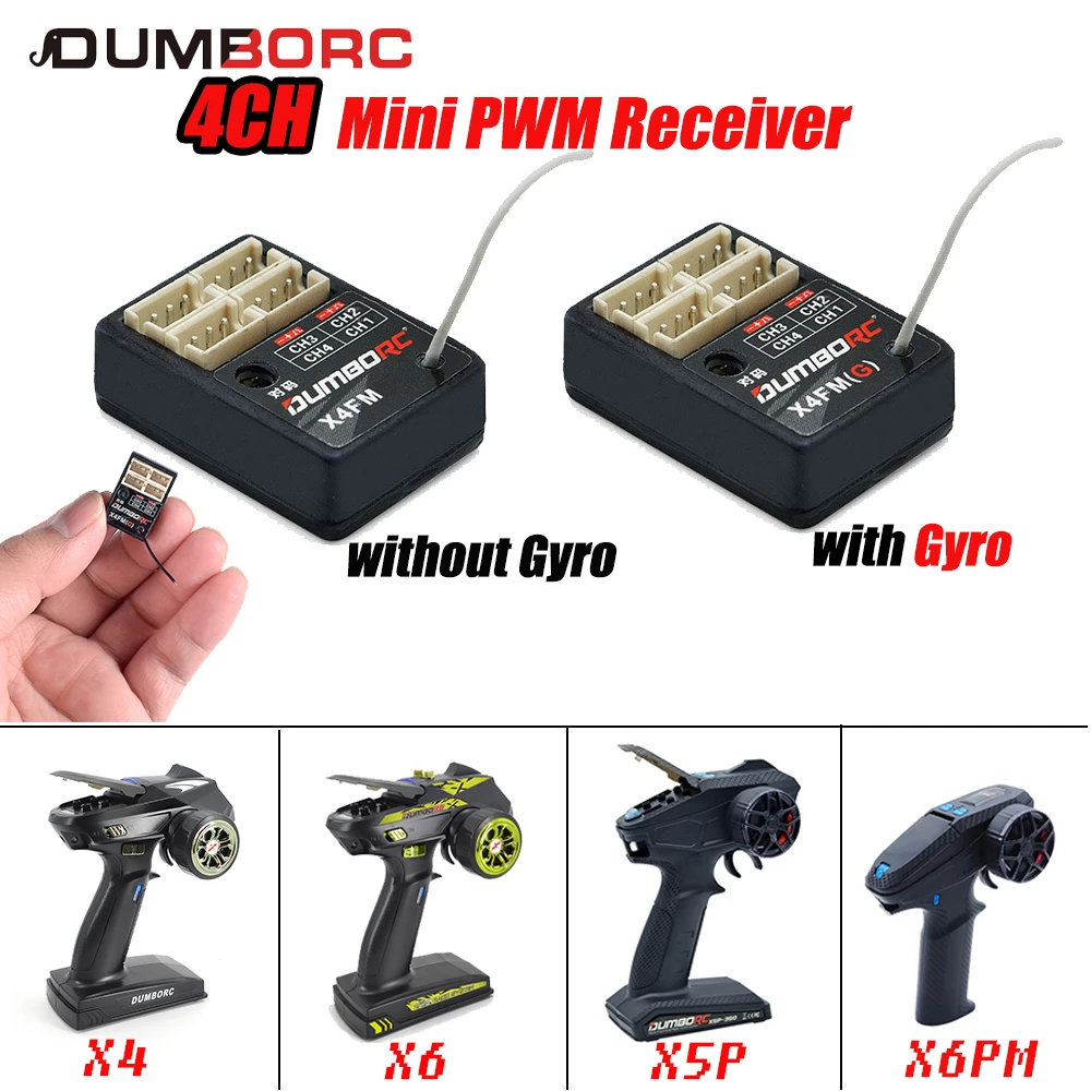 

DumboRC 4CH Gyro Mini Receiver X4FM X4FMG PWM for Dumbo X6 X6PM X5P X4 RC Transmitter Remote Controller DIY Drifting Car Boat