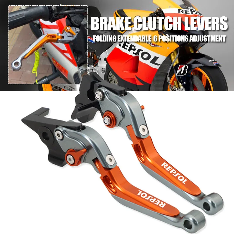 

Brake Clutch Levers For HONDA CBR1000RR 2004-2007, CB1000R 2008-2015 Motorcycle Accessories CNC Folding Extendable logo REPSOL