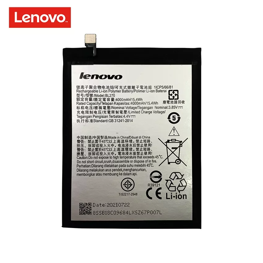 

100% Original For Lenovo K6 K8 Note K53a48 Vibe K6 G G5 Plus 4000mAh BL270 Battery For Motorola Moto G6 Play XT1922 Bateria