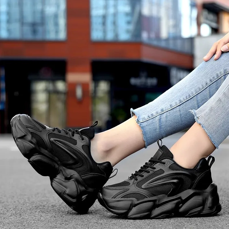 Autumn and Winter Breathable Invisible Elevator Men's Shoes 0cm White Couple Large Small Size Sports Casual Platfo...