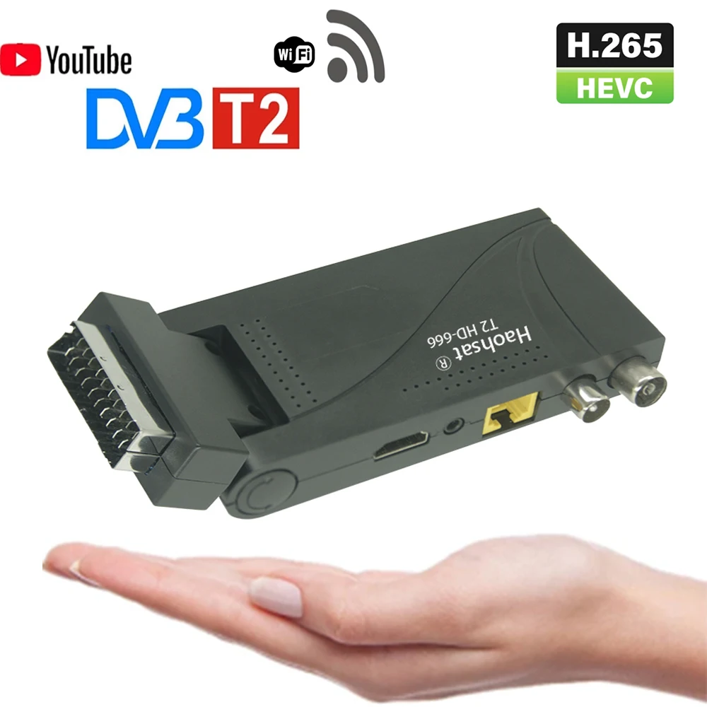 

Haohsat DVB-T2HD-666 Scart HD H.265 DVB-T2 Digital TV Tuner Italy Russia T2 H265 HEVC HD Decoder DVB T2 Terrestrial Receiver