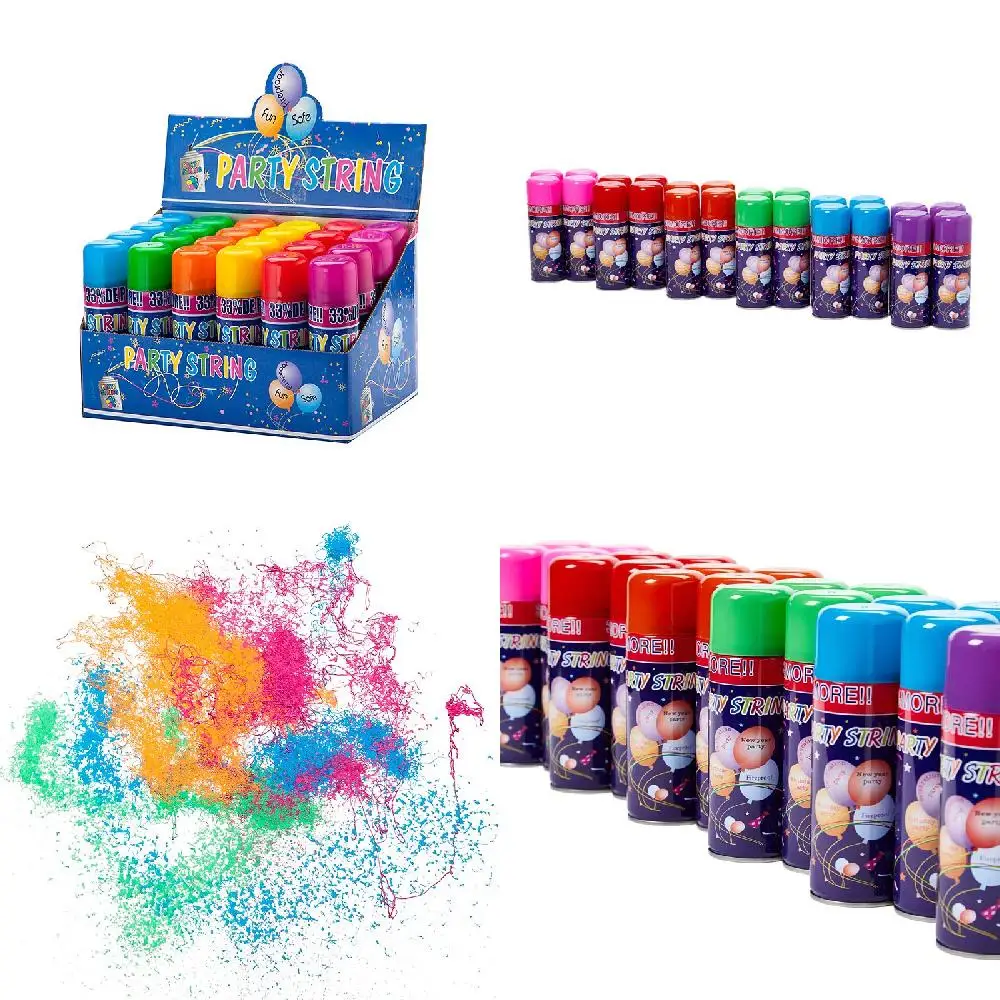 

Eye-Catching Silly String Birthday Party Supplies, 12 Colorful & Fun Cans of Spray Decorative Streamer.