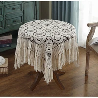 top luxury tassel table cover nordic pastoral lace tablecloth crochet round tablecloths dining christmas table cloth decorative