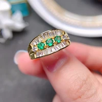 meibapj natural emerald fashion ring for women real 925 sterling silver charm fine wedding jewelry