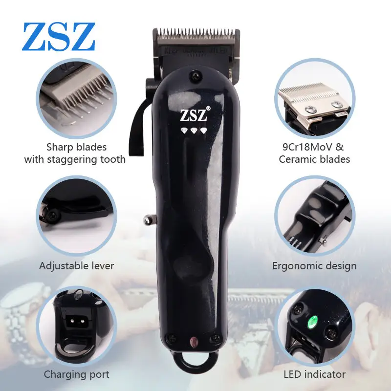 Профессиональные беспроводные электрические машинки для стрижки волос F-18 с