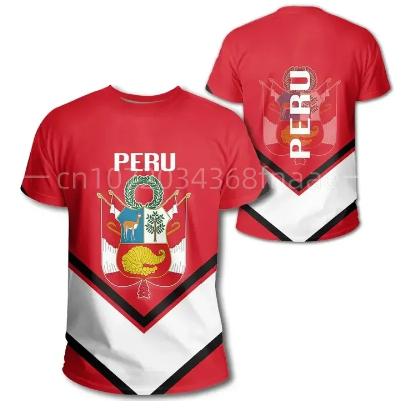 

Футболка мужская с надписью «Перу», Повседневная Свободная уличная одежда с круглым вырезом, топ с коротким рукавом, модная спортивная одежда, большие размеры, лето