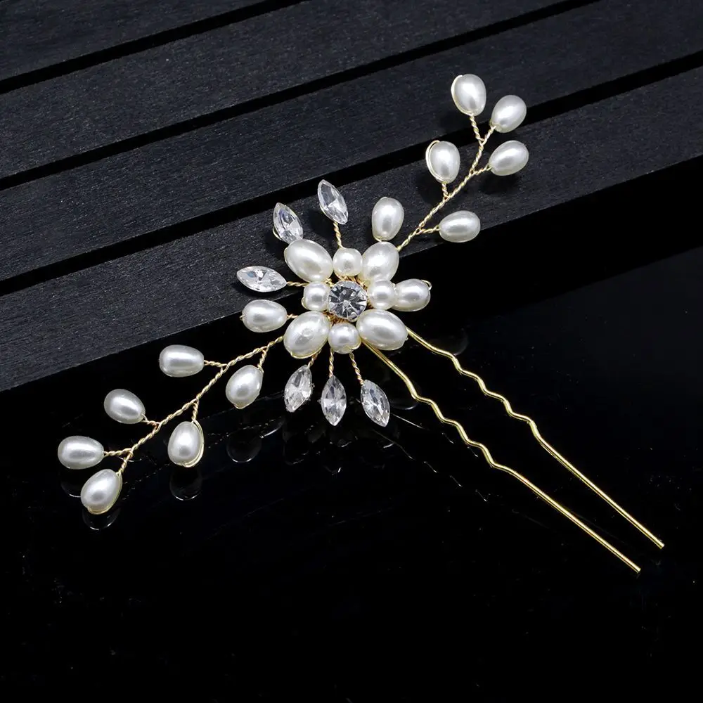 

Vintage Wedding Bridal Pearl Flower Crystal Hair Pins Bridesmaid Clip Side Combs