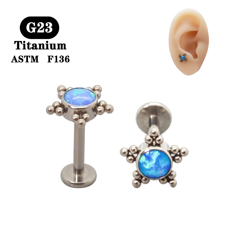 

G23 Titanium Earrings Opal Ear Piercing Round Helix Tragus Cartilage Prevent-allergies Fashion Jewelry for Women Tiktok Trends