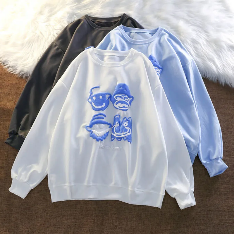 

autumn hoodies women Long Sleeve 3D cartoon print oversized hoodie unisex Harajuku kawaii thin Sweatshirt white goth y2k clothes