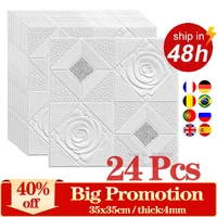 24pcs self adhesive wallpaper peel and stick 3d wall panel living room rose sticker bedroom kids room wall decoration home decor
