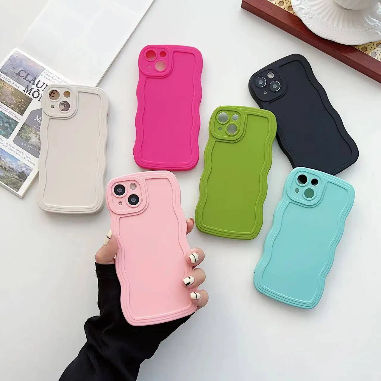 

Wavy Frame Phone Case For Huawei Honor 80 70 60 50 Pro X8 8X 9X Pro X30 X40 20S 30S Solid color Shockproof TPU Soft Back Cover