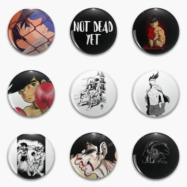 

Ashita No Joe Not Dead Yet Funny Design Shirt Soft Button Pin Women Hat Fashion Lapel Pin Brooch Gift Badge Cute Decor Funny